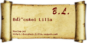 Böcskei Lilla névjegykártya